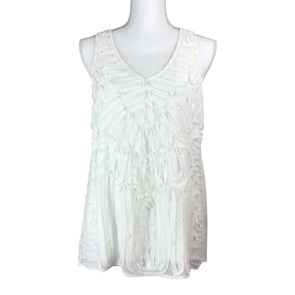 Pleione White Sleeveless Textured Tank Top Women's Size Small